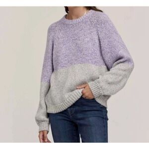 Velvet By Graham &‎ Spencer Womens Colorblock Skylar Sweater Lilac Gray XL NWT